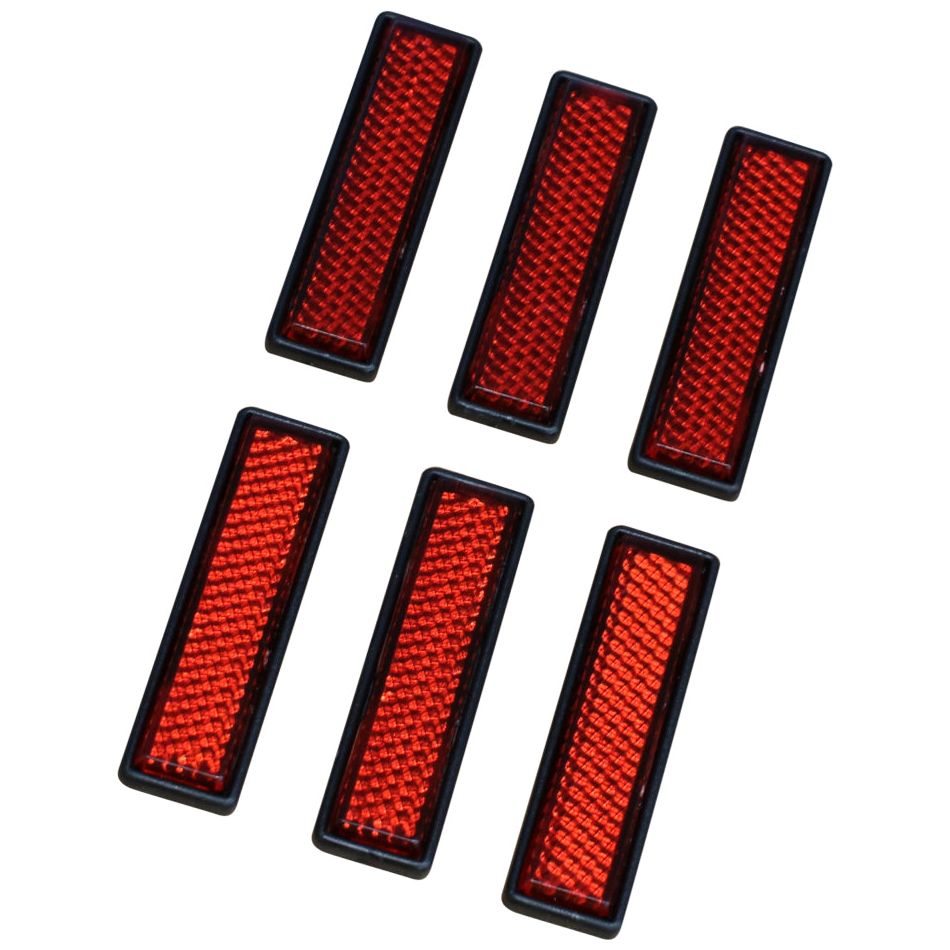 Gear Gremlin Red Rectangular Reflector Adhesive - 6 Pieces