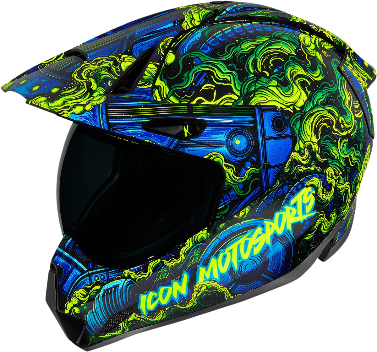 Icon Variant Pro Helmet Willy Pete Blue / Green  - FREE UK Delivery - Moto Central