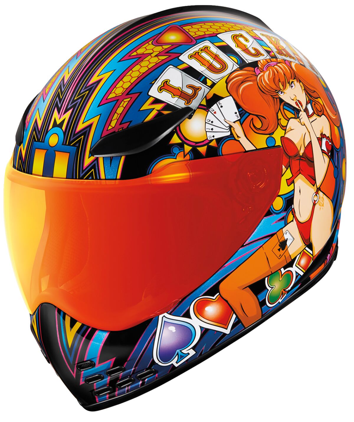 Icon Domain Lucky Lid 4 Full Face Helmet Red