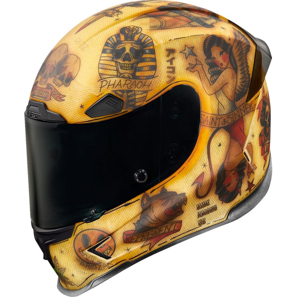 Icon Airframe Pro Limited Edition Stick & Poke Full Face Helmet Brown / Red / Yellow