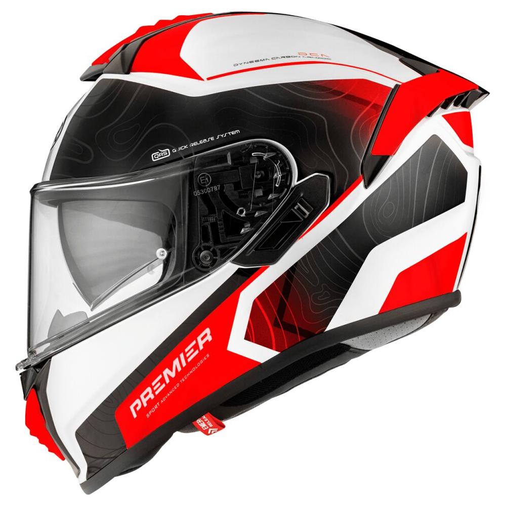 Premier Evoluzione DK 2BM Full Face Helmet Gloss Black / Red / White  - FREE UK Delivery - Moto Central