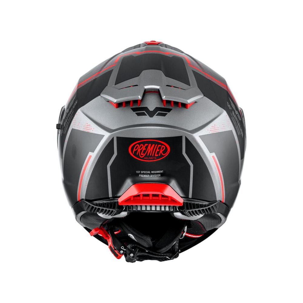 Premier Typhoon BA 17BM Full Face Helmet Matt Grey / Black / Red  - FREE UK Delivery - Moto Central