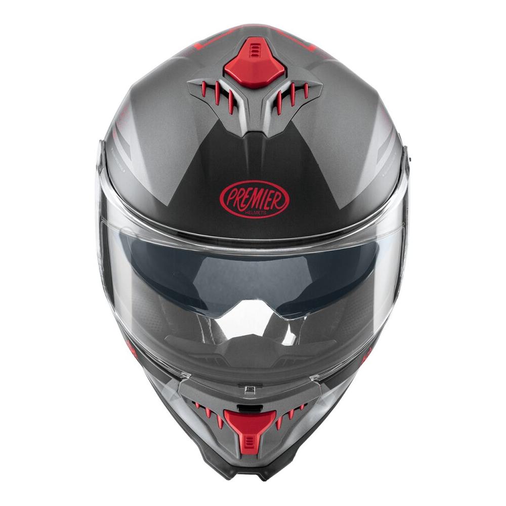 Premier Typhoon BA 17BM Full Face Helmet Matt Grey / Black / Red  - FREE UK Delivery - Moto Central