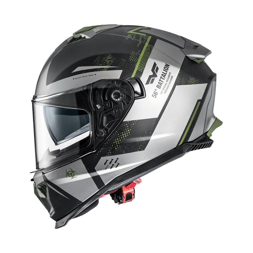 Premier Typhoon BA Mily Full Face Helmet Matt Grey / Black / Dark Green  - FREE UK Delivery - Moto Central