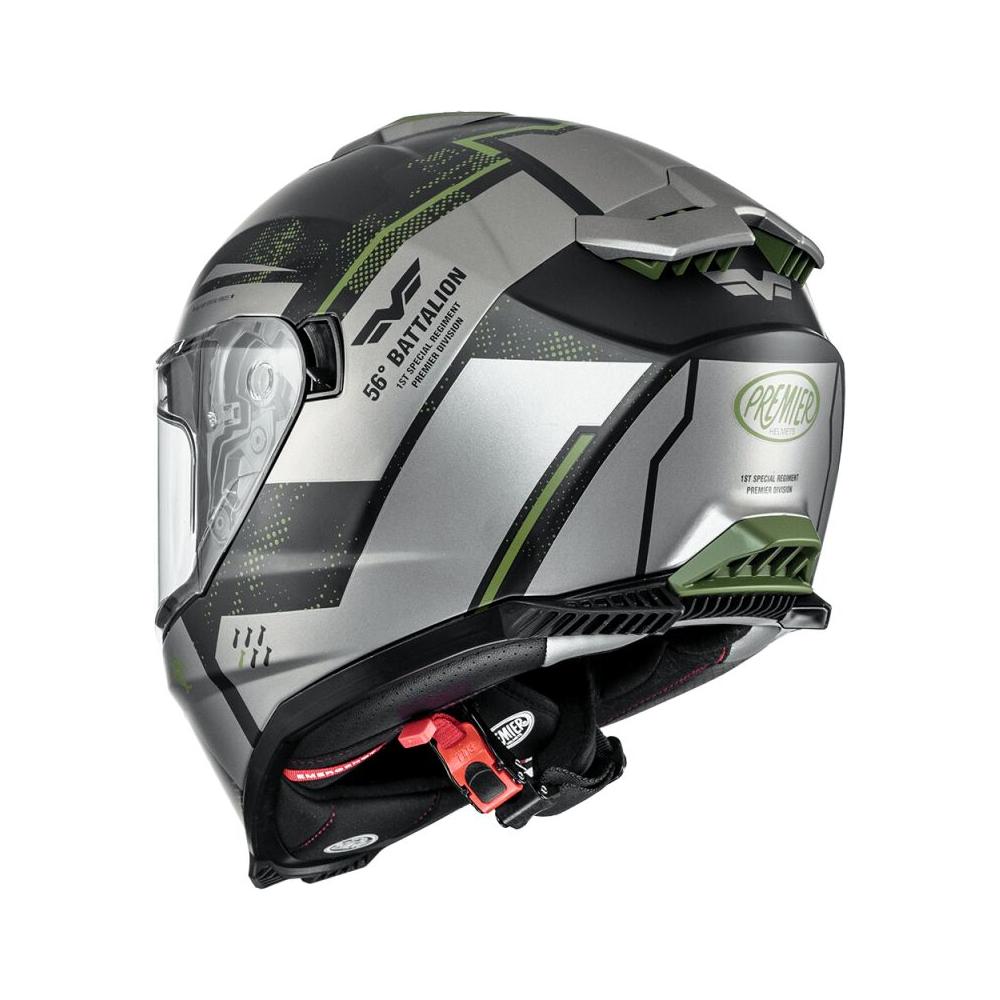 Premier Typhoon BA Mily Full Face Helmet Matt Grey / Black / Dark Green  - FREE UK Delivery - Moto Central