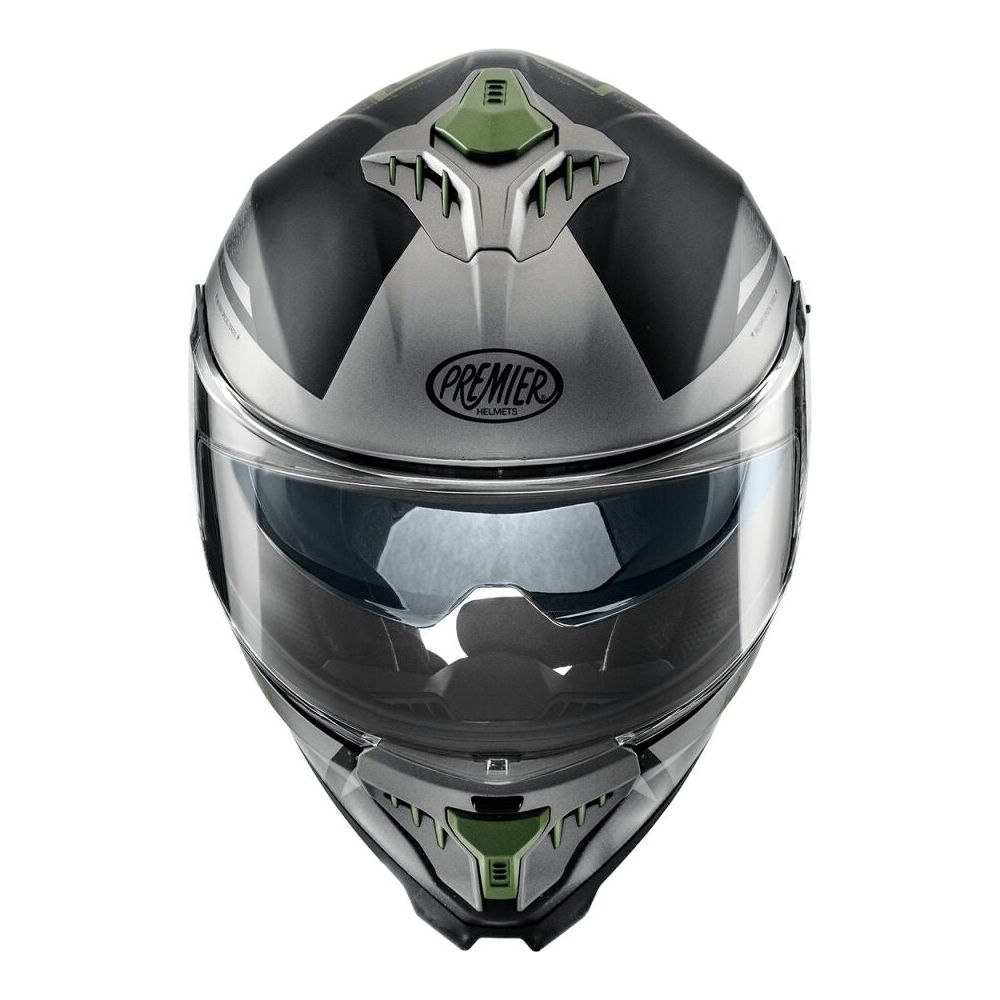 Premier Typhoon BA Mily Full Face Helmet Matt Grey / Black / Dark Green  - FREE UK Delivery - Moto Central