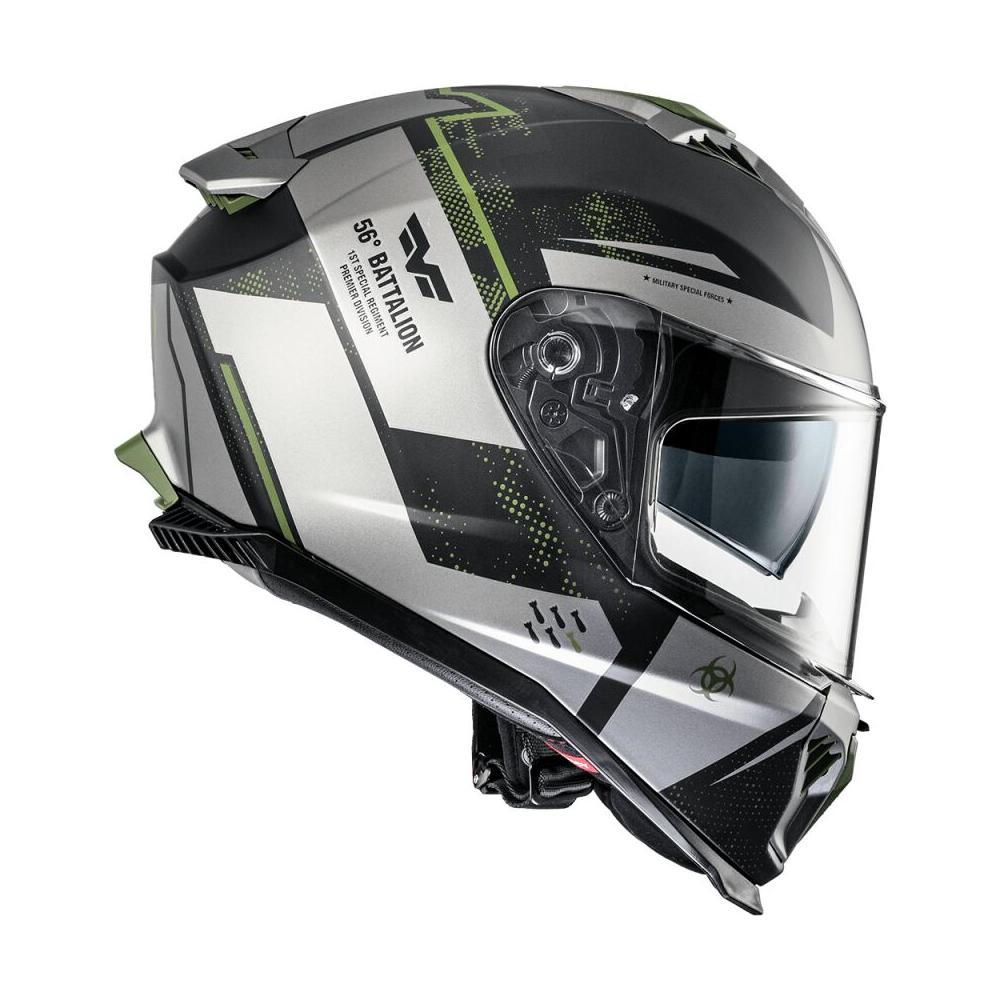 Premier Typhoon BA Mily Full Face Helmet Matt Grey / Black / Dark Green  - FREE UK Delivery - Moto Central