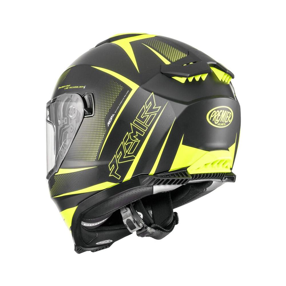 Premier Typhoon FR Y9 Full Face Helmet Matt Black / Yellow  - FREE UK Delivery - Moto Central