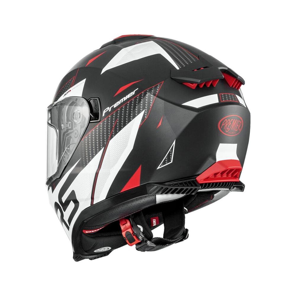 Premier Typhoon RS 2 Full Face Helmet Matt Grey / Red / White  - FREE UK Delivery - Moto Central