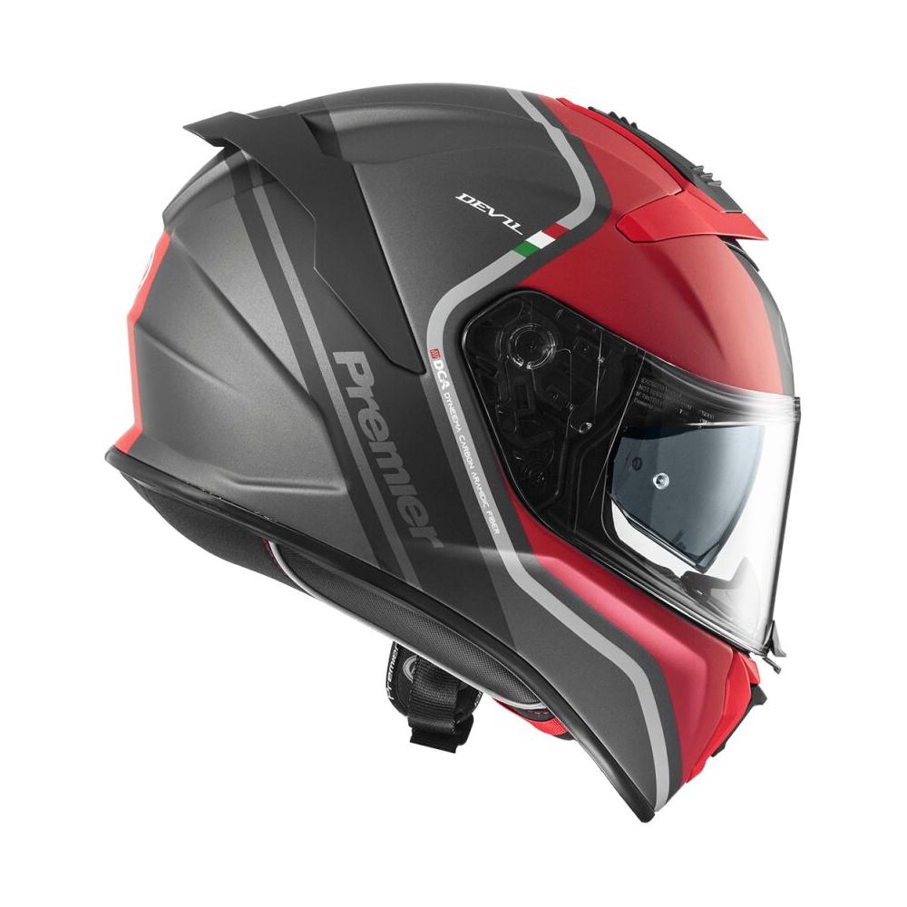 Premier Devil PH 17 Full Face Helmet Grey / Red  - FREE UK Delivery - Moto Central