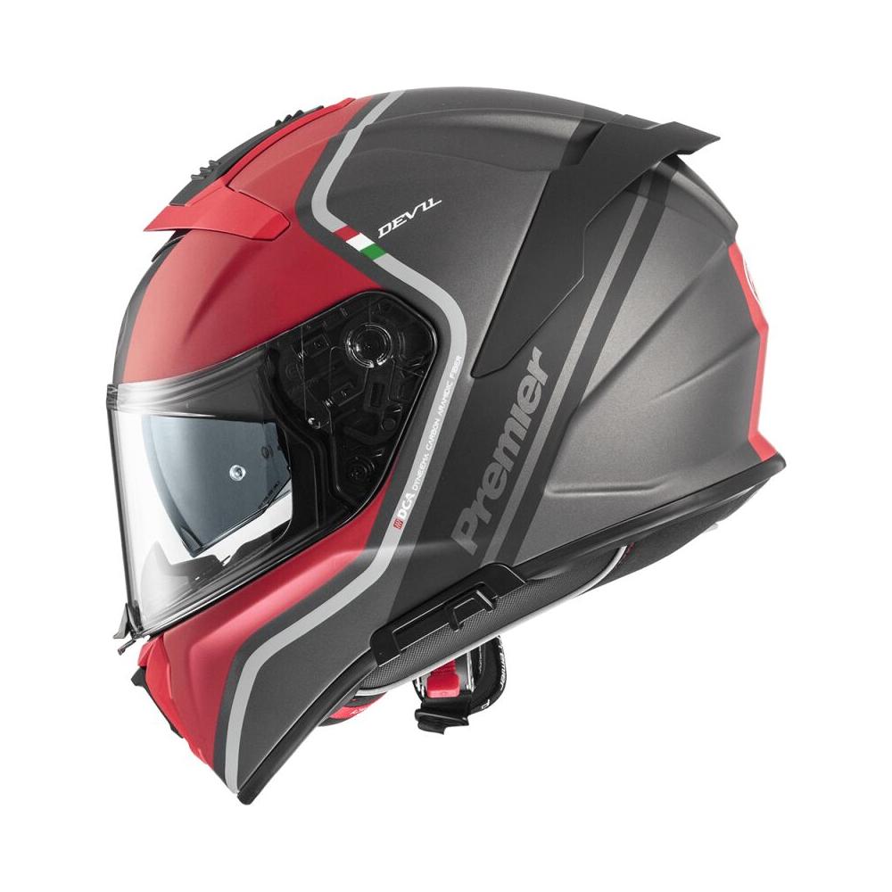 Premier Devil PH 17 Full Face Helmet Grey / Red  - FREE UK Delivery - Moto Central