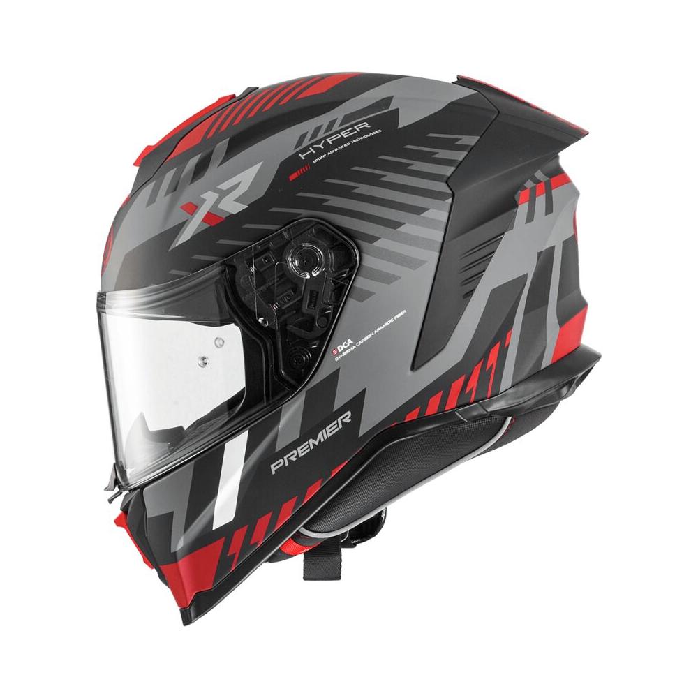 Premier Hyper XR 92 Full Face Helmet Matt Black / Grey / Red  - FREE UK Delivery - Moto Central