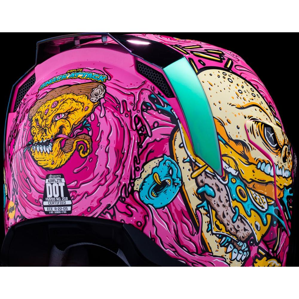 Icon Airflite Snack Attack MIPS Full Face Helmet Pink / Cyan  - FREE UK Delivery - Moto Central