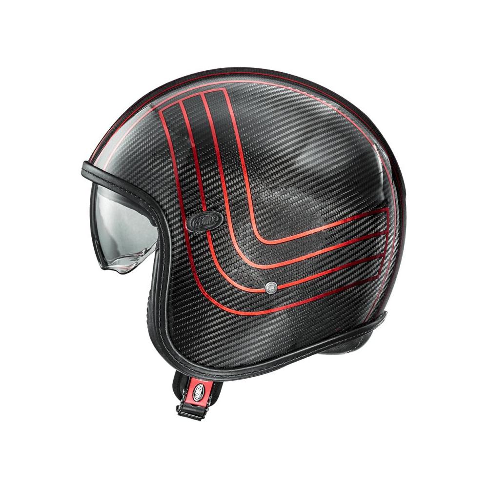 Premier Vintage Platinum Edition Carbon Open Face Helmet Black / Red - FREE UK Shipping, FREE 365 Day Returns | Moto Central