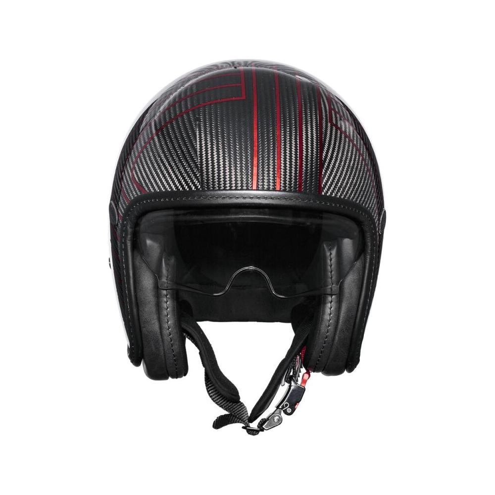 Premier Vintage Platinum Edition Carbon Open Face Helmet Black / Red - FREE UK Shipping, FREE 365 Day Returns | Moto Central