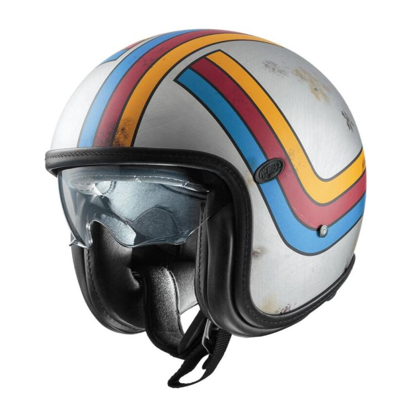 Premier Vintage Platinum Edition Open Face Helmet Blue / Red / Silver / Yellow - FREE UK Shipping, FREE 365 Day Returns | Moto Central