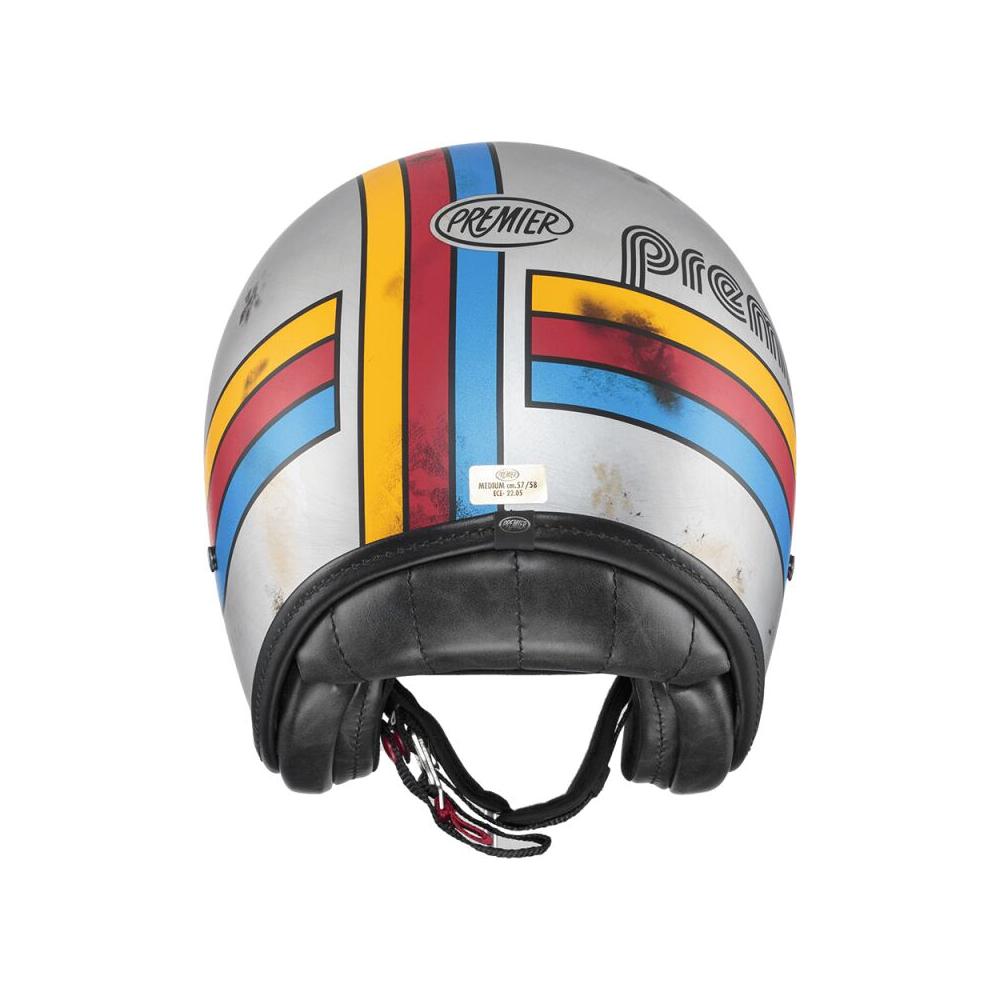 Premier Vintage Platinum Edition Open Face Helmet Blue / Red / Silver / Yellow  - FREE UK Delivery - Moto Central