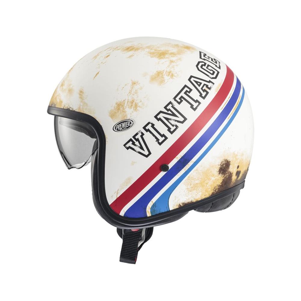 Premier Vintage BTR 12 Open Face Helmet White / Blue / Red