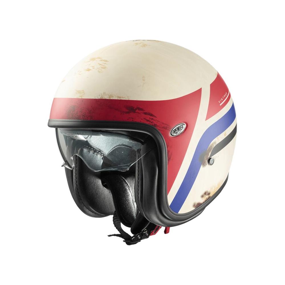 Premier Vintage K 8 Open Face Helmet White / Red / Blue