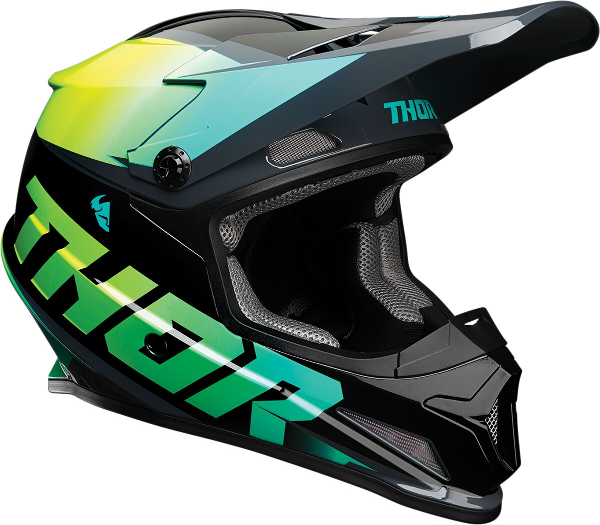 Thor Sector Fader Helmet Acid / Teal / Black  - FREE UK Shipping, FREE 365 Day Returns | Moto Central