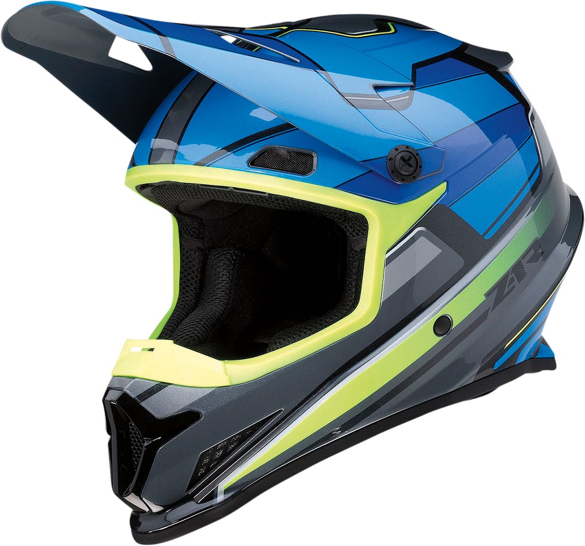 Z1R Rise MC Helmet Blue / Hi-Viz Yellow  - FREE UK Delivery - Moto Central