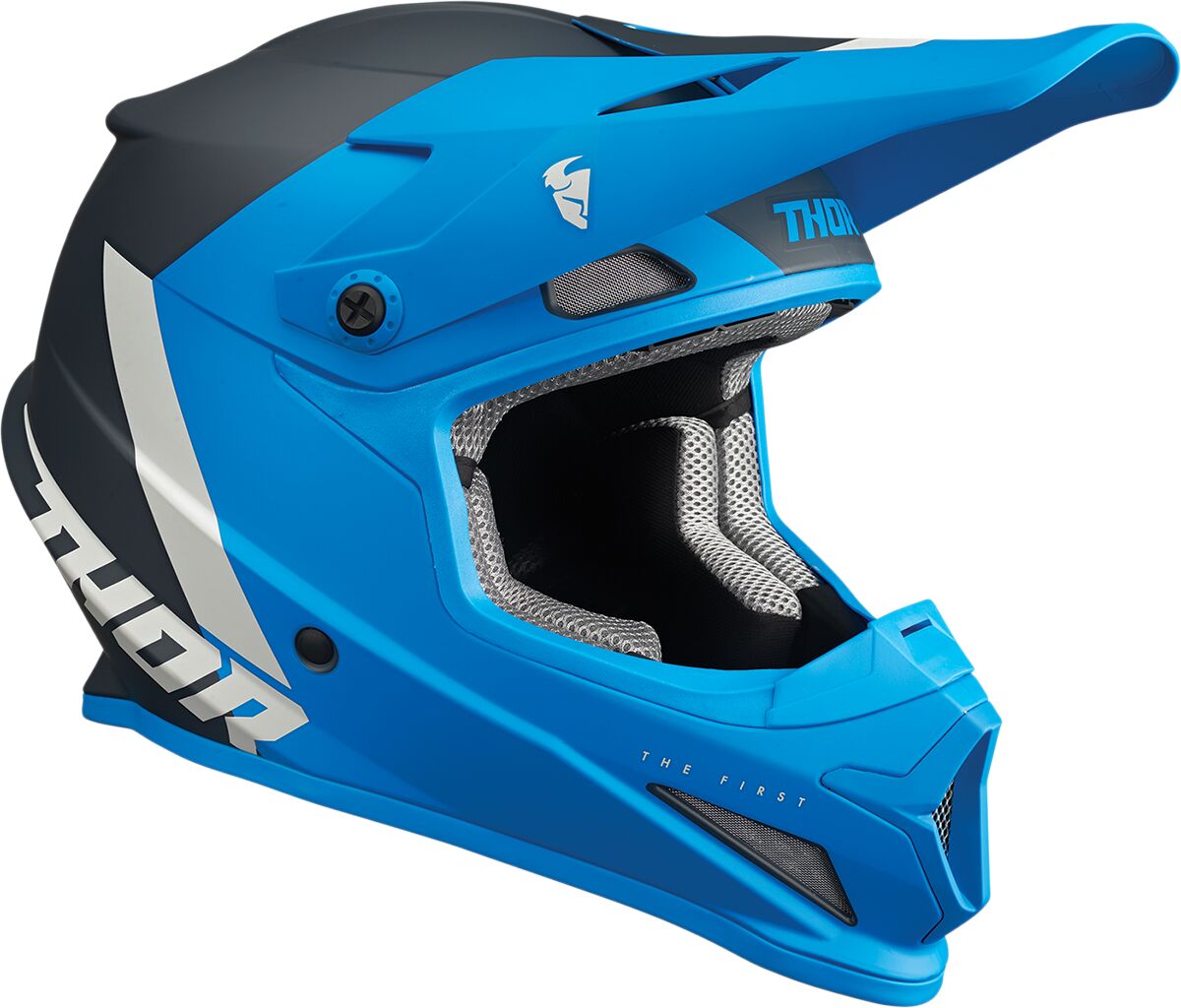 Thor Sector Chev Helmet Blue / Light Grey  - FREE UK Shipping, FREE 365 Day Returns | Moto Central