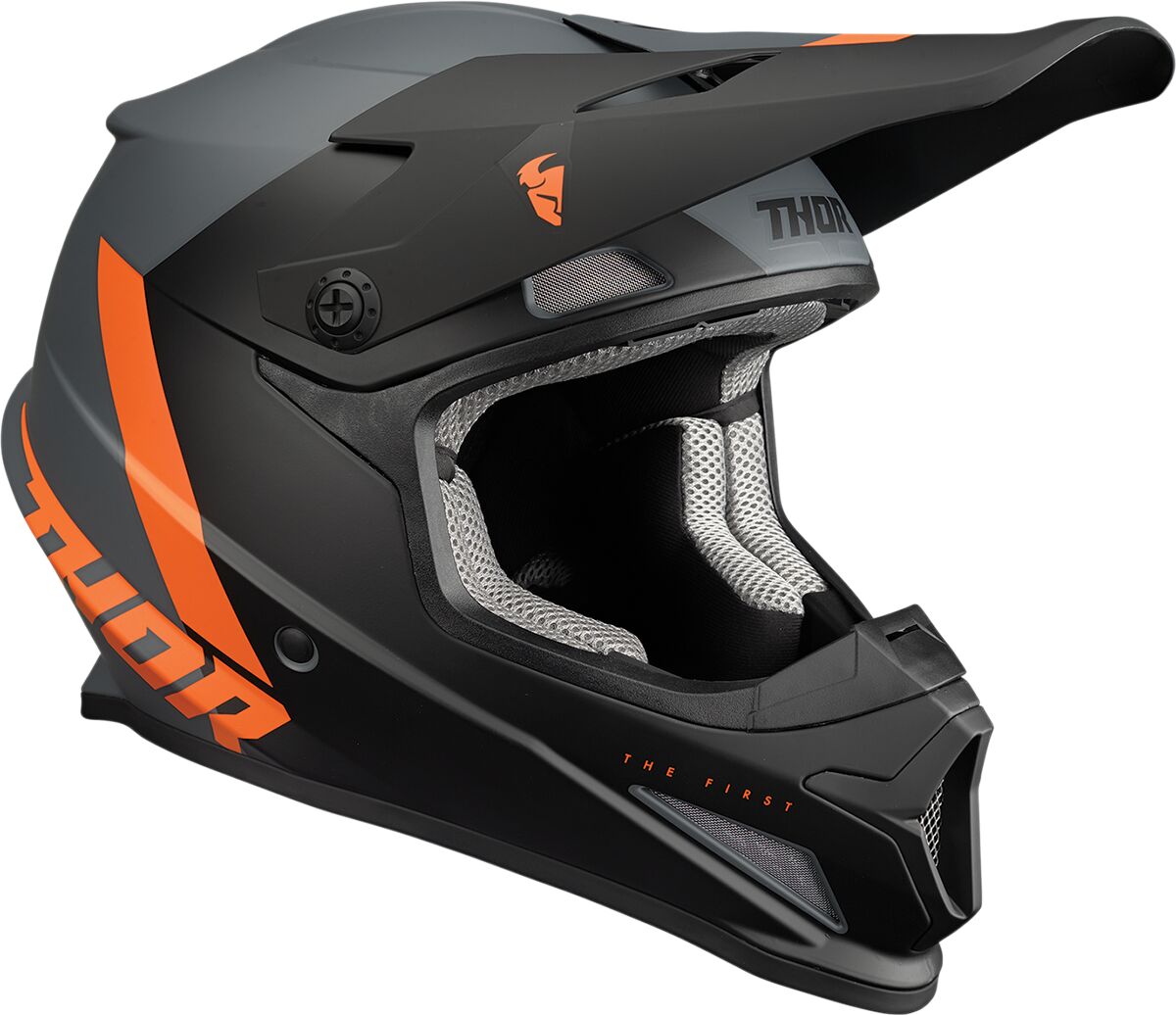 Thor Sector Chev Helmet Charcoal / Orange  - FREE UK Shipping, FREE 365 Day Returns | Moto Central