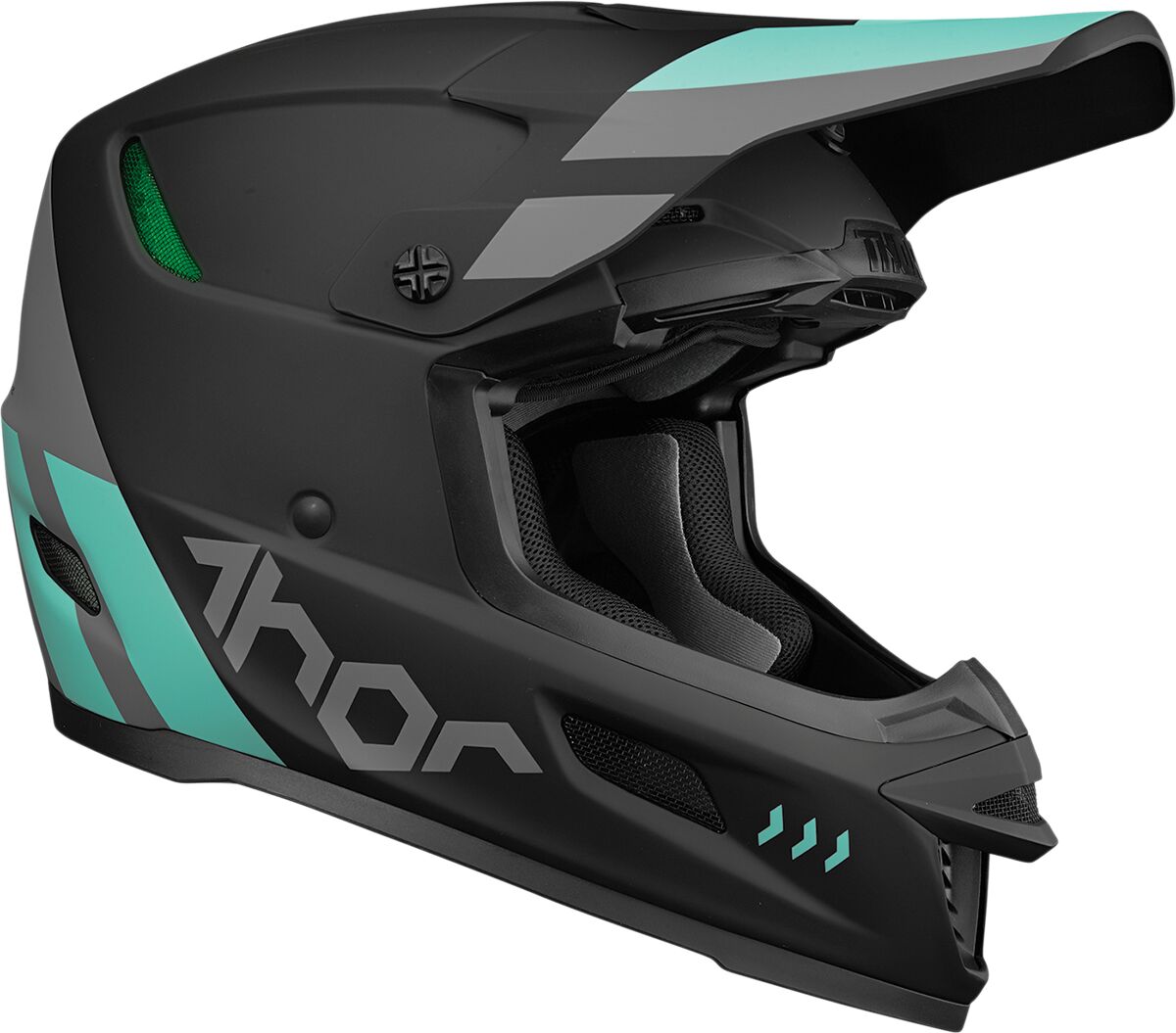 Thor Reflex Cube ECE Helmet Black / Mint  - FREE UK Shipping, FREE 365 Day Returns | Moto Central