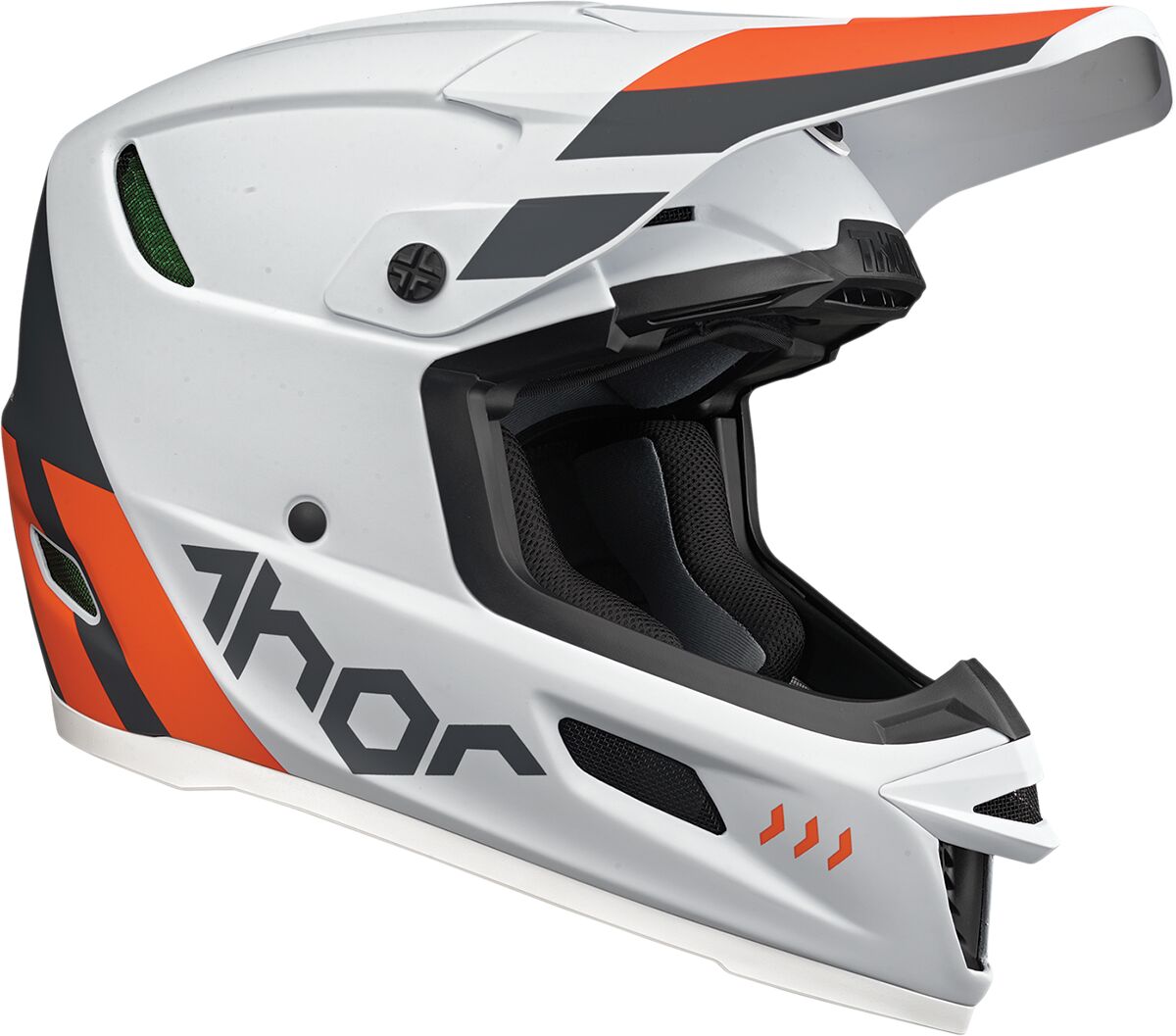 Thor Reflex ECE Helmet Cube Light Grey / Red / Orange - FREE UK Shipping, FREE 365 Day Returns | Moto Central