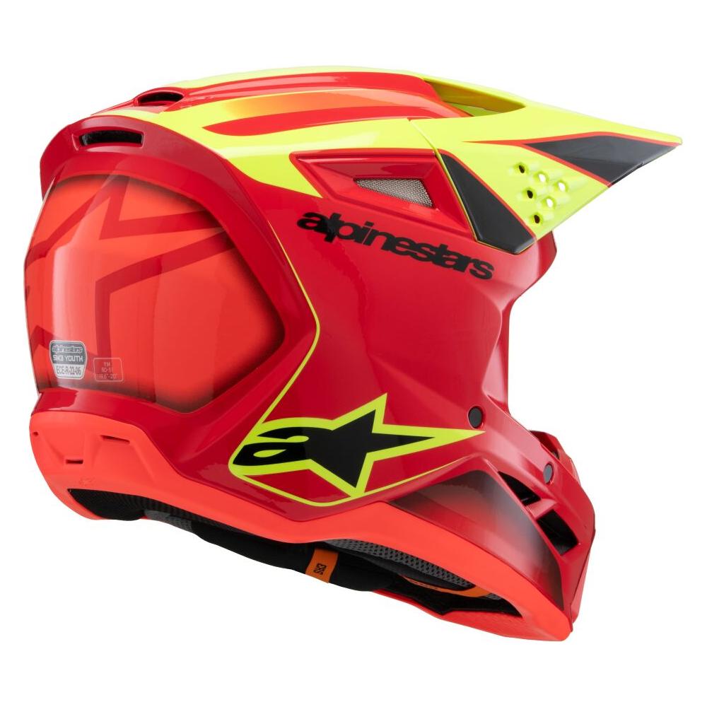 Alpinestars S-M3 Fray Youth MX Helmet Red / Yellow / Black