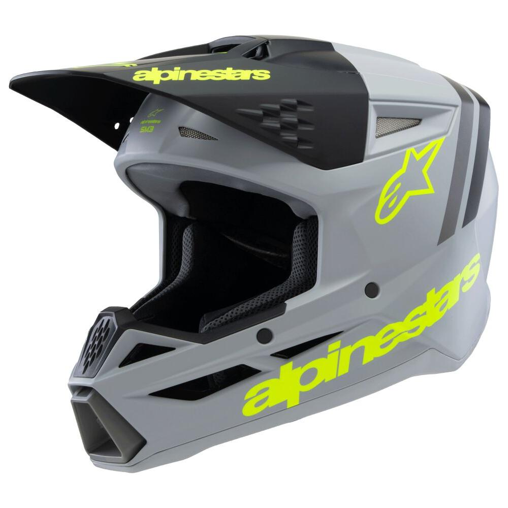 Alpinestars S-M3 Radium Youth MX Helmet Grey / Black / Yellow