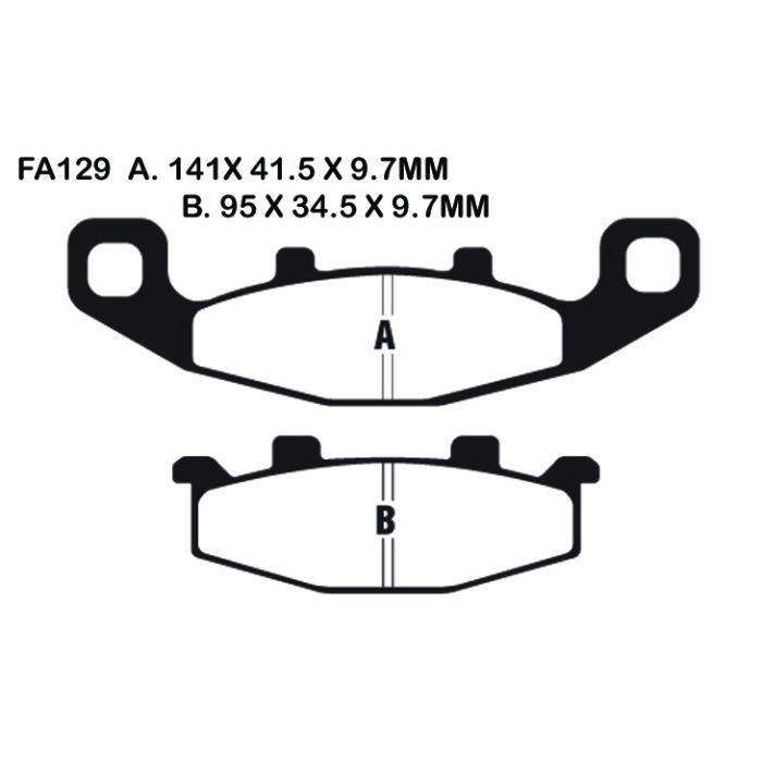 EBC FA129HH Sintered Front Left Brake Pads - 141 x 41.5 x 9.7mm