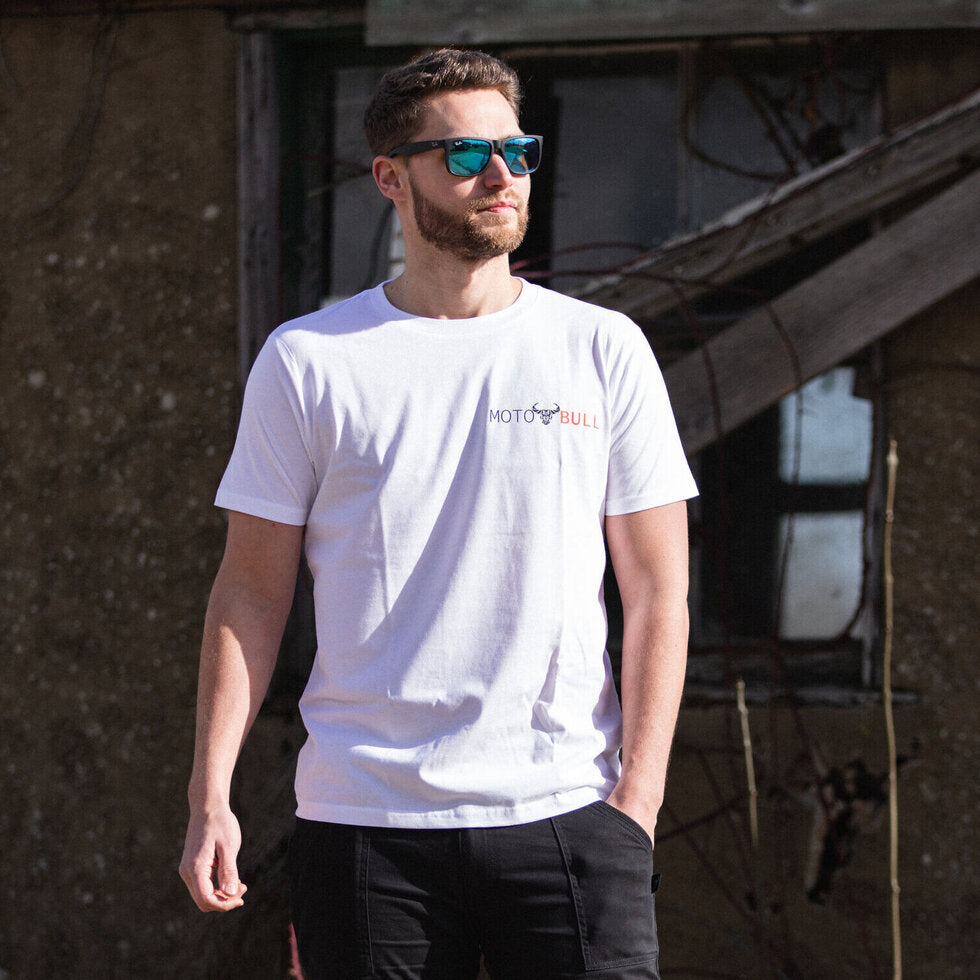 MotoBull Logo T-Shirt White  - FREE UK Shipping, FREE 365 Day Returns | Moto Central