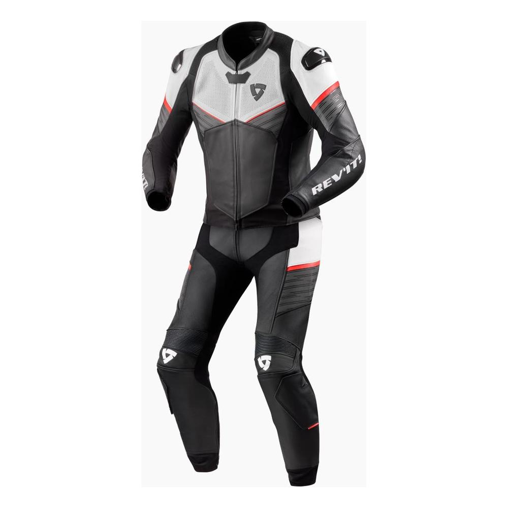 Revit Combi Beta Two Piece Leather Suit White / Neon Red