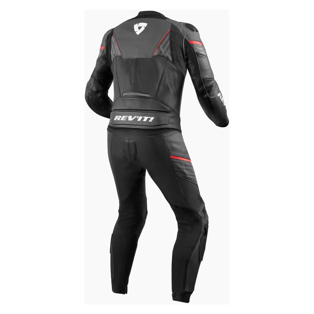 Revit Combi Beta Two Piece Leather Suit Anthracite / Neon Red