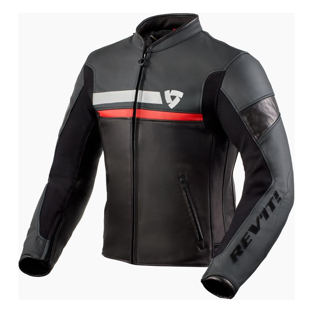 Revit Mile Leather Jacket Black / Red