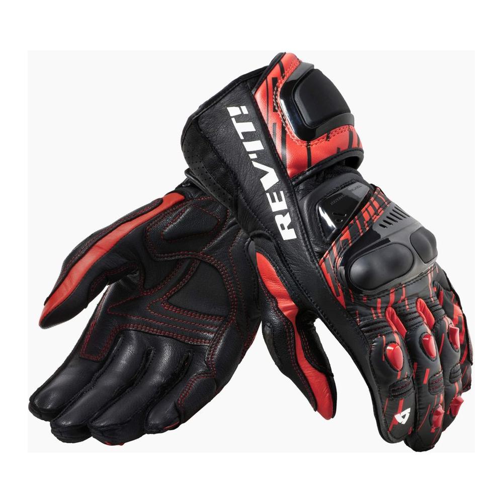 Revit Quantum 2 Leather Gloves Neon Red / Black