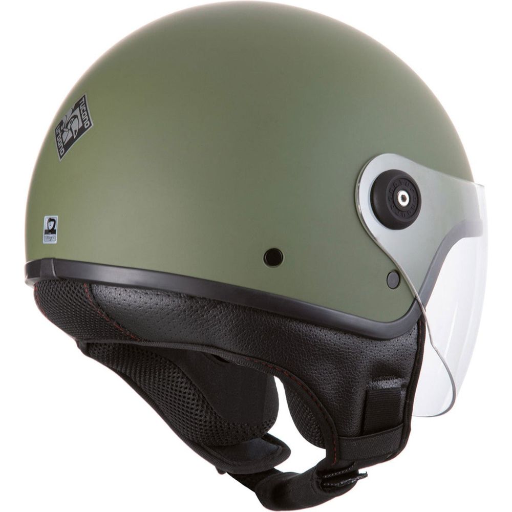 Tucano Urbano EL'Jettin Demi-Jet Open Face Helmet Matt Airborne Green - FREE UK Shipping, FREE 365 Day Returns | Moto Central