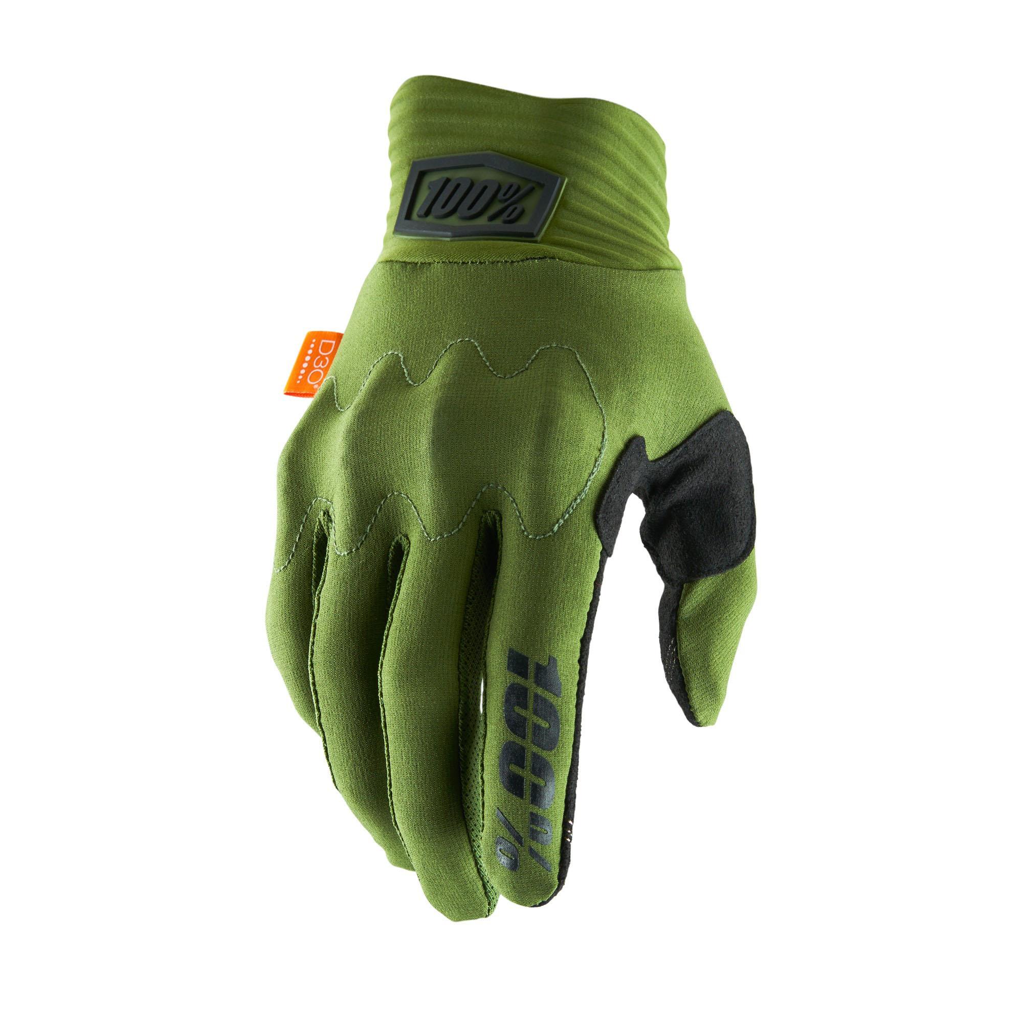 100% Cognito D30 Gloves Army Green / Black - FREE UK Shipping, FREE 365 Day Returns | Moto Central