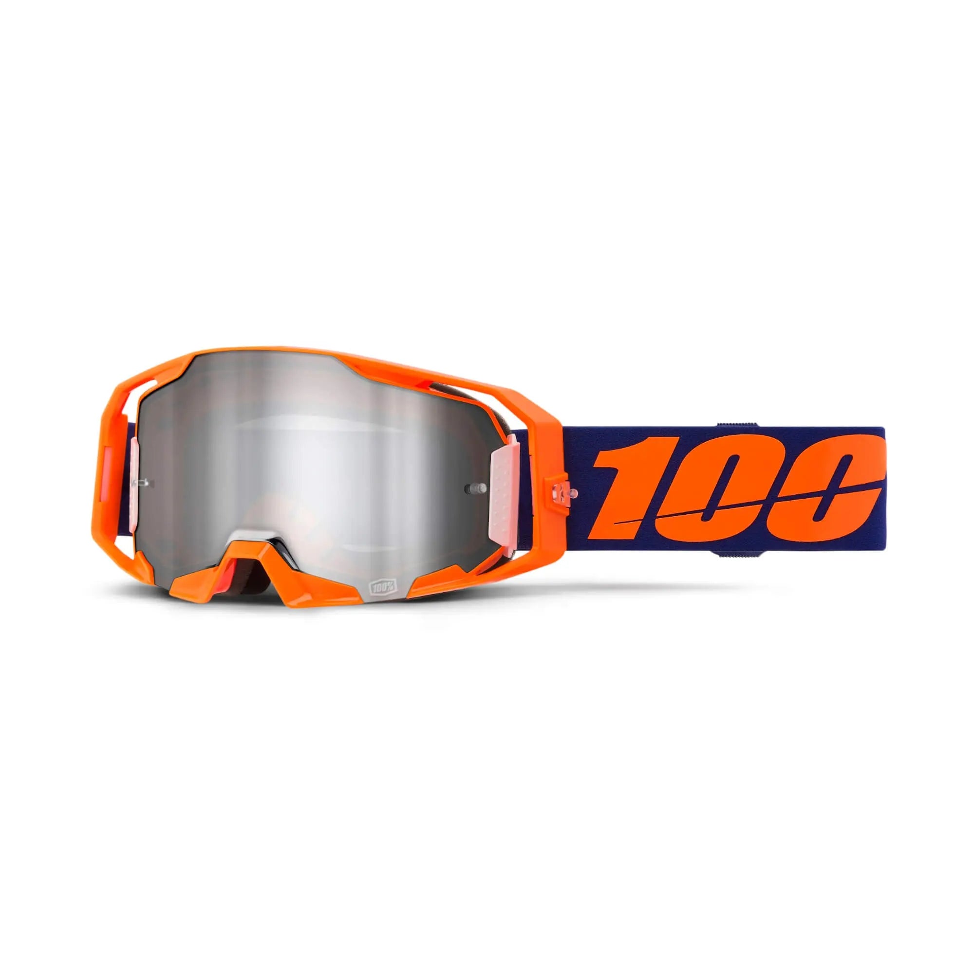 100% ARmatic Goggles Neon Orange / Mirror Silver Flash Lens - FREE UK Shipping, FREE 365 Day Returns | Moto Central