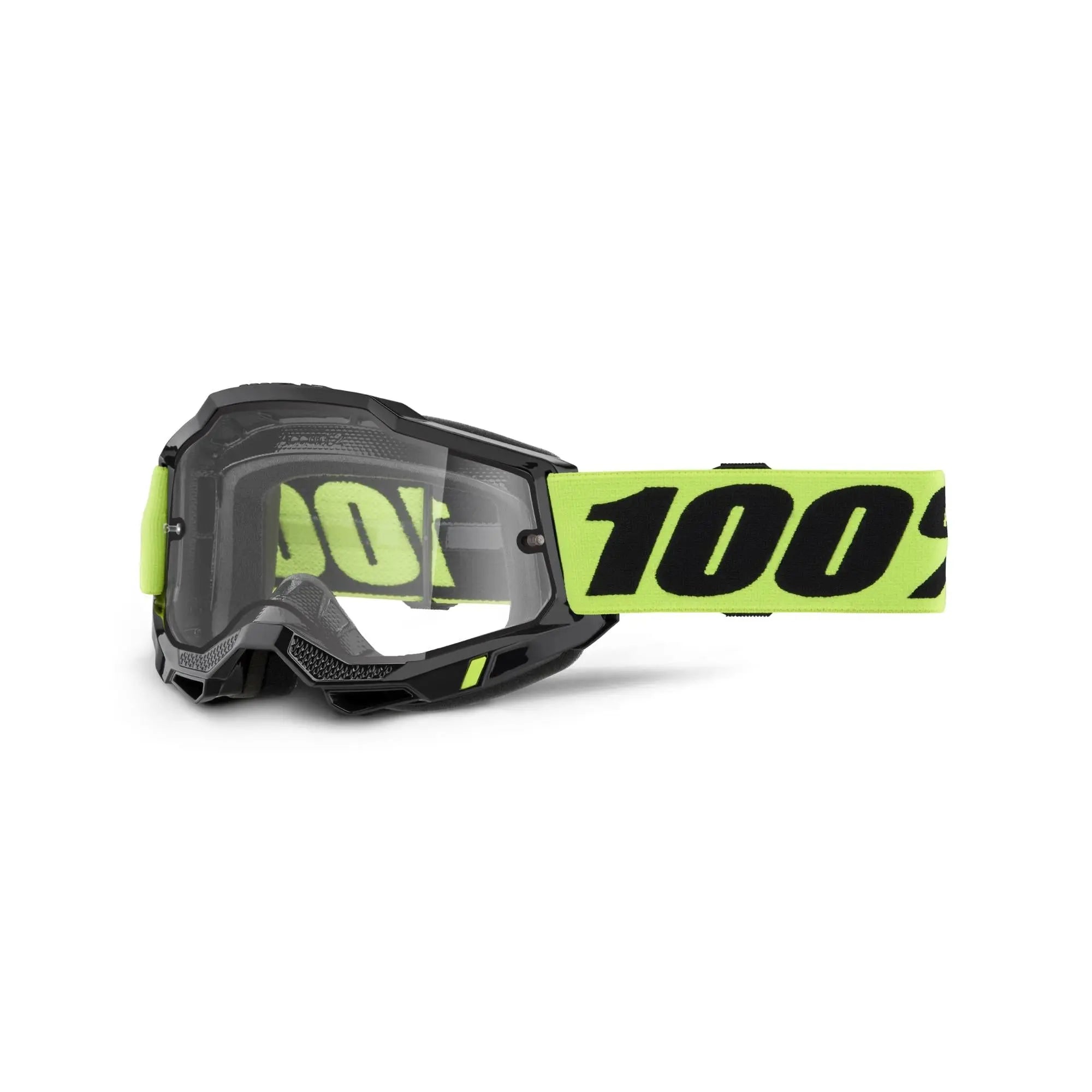 100% Accuri 2 Enduro Moto Goggles Neon Yellow / Clear Lens - FREE UK Shipping, FREE 365 Day Returns | Moto Central