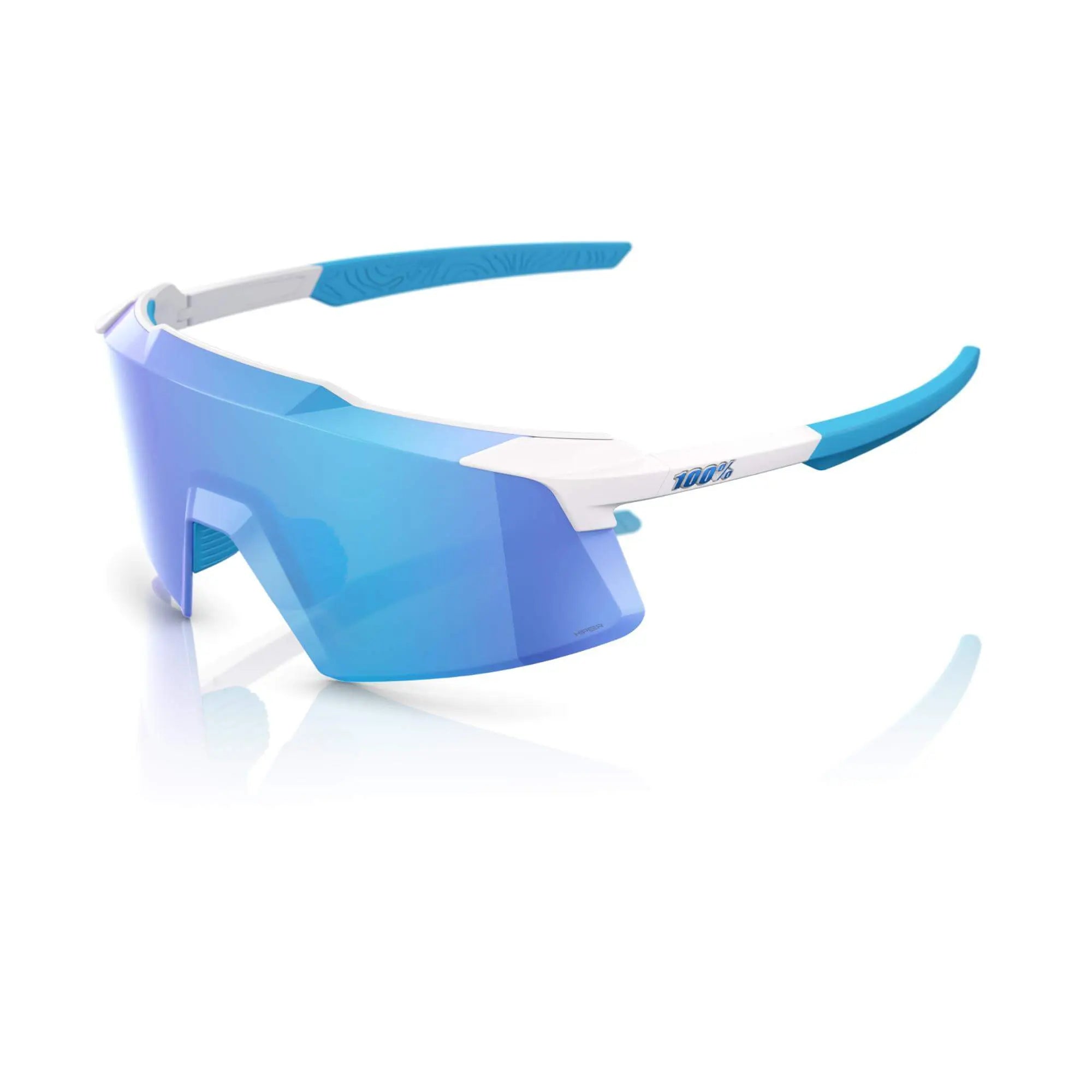 100% Aerocraft Glasses Matt White / HiPER Blue Mirror Lens - FREE UK Shipping, FREE 365 Day Returns | Moto Central