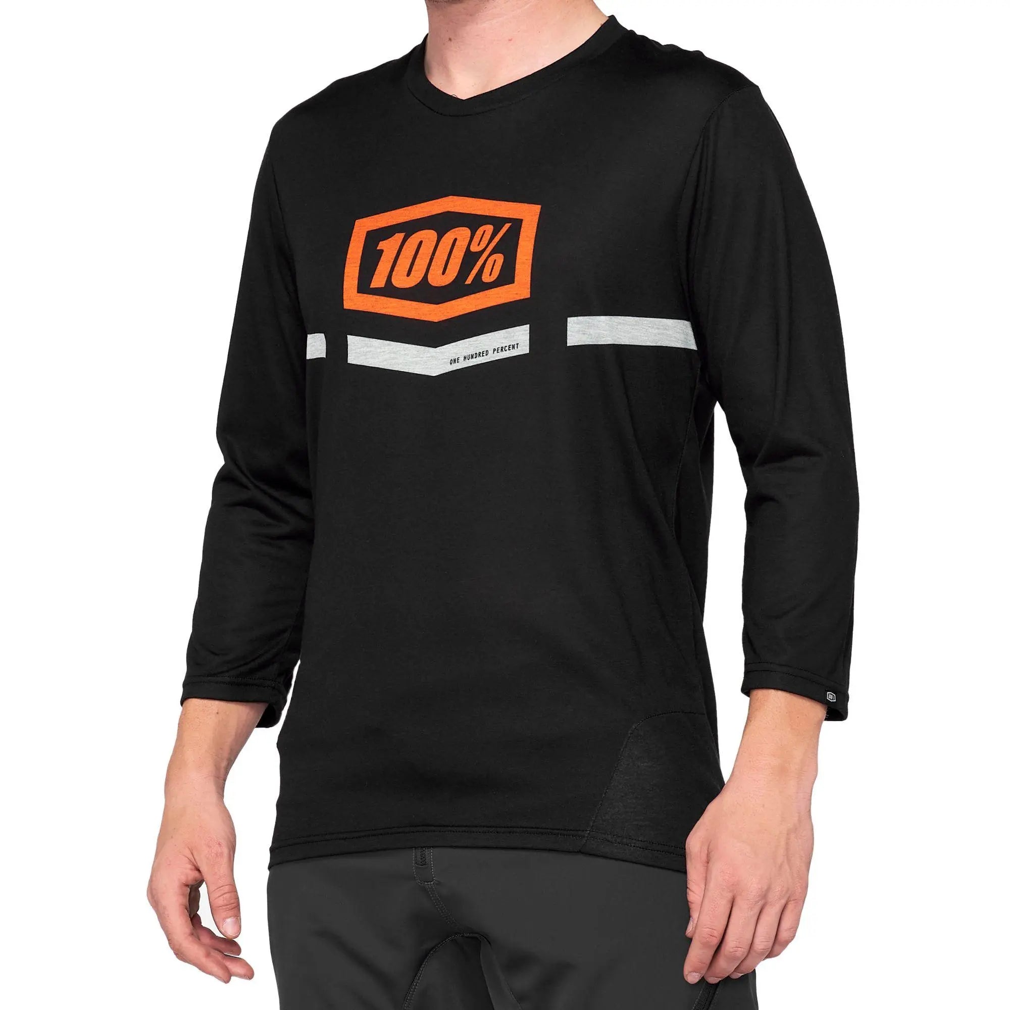 100% Airmatic 3/4 Sleeves Jersey Black / Orange - FREE UK Shipping, FREE 365 Day Returns | Moto Central