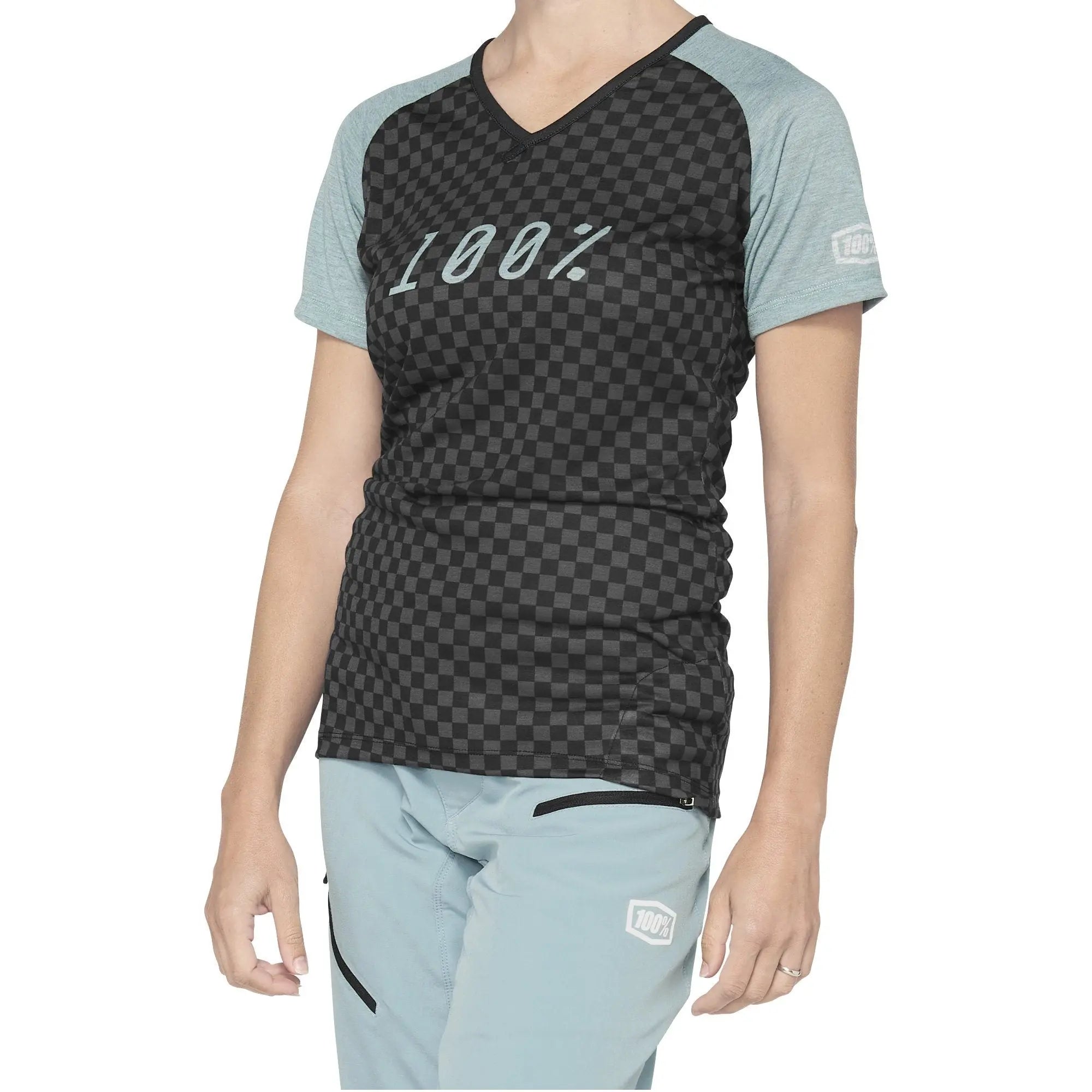 100% Airmatic Ladies Jersey Seafoam / Checkers - FREE UK Shipping, FREE 365 Day Returns | Moto Central