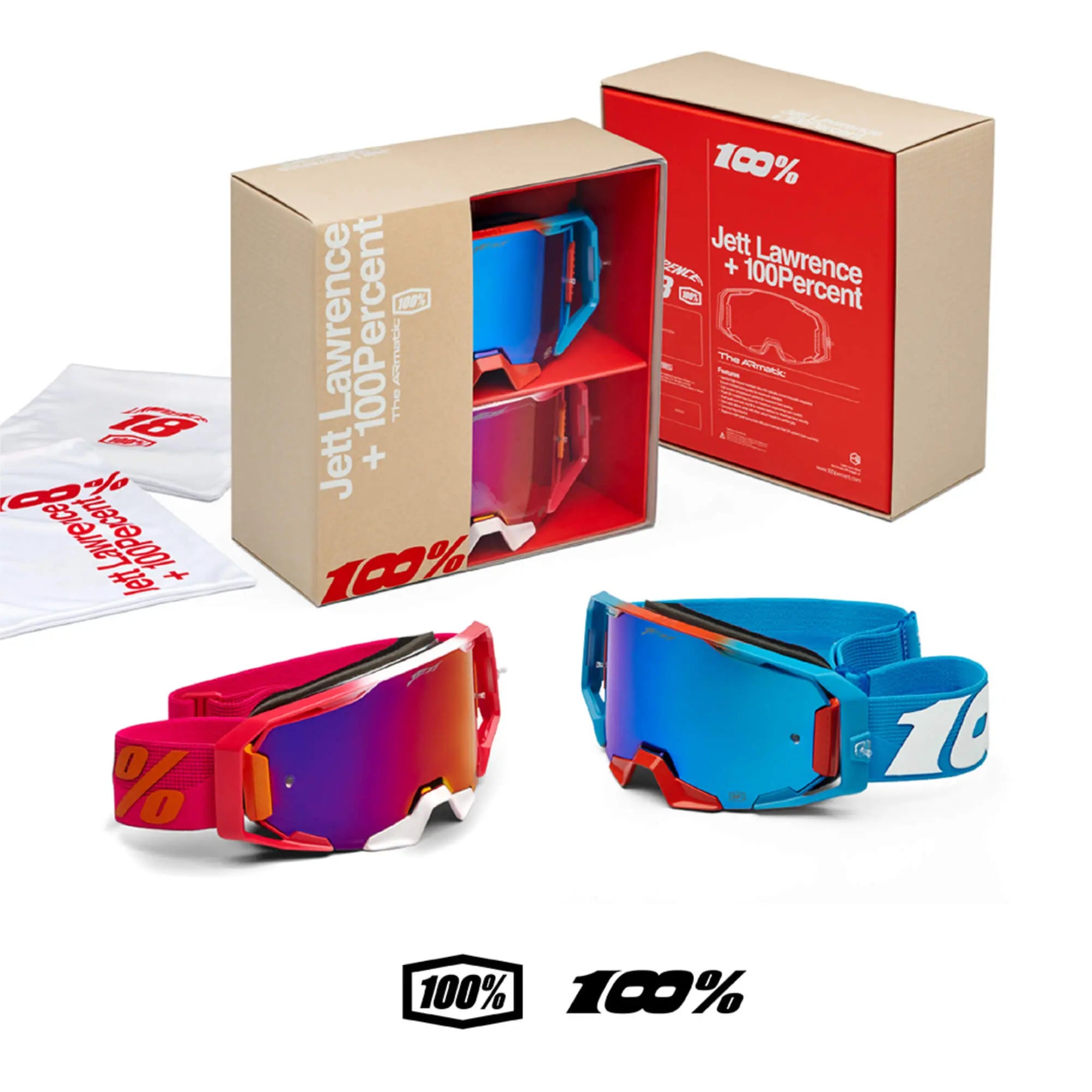 100% Armatic Jett Lawrence Goggles Pack - FREE UK Shipping, FREE 365 Day Returns | Moto Central