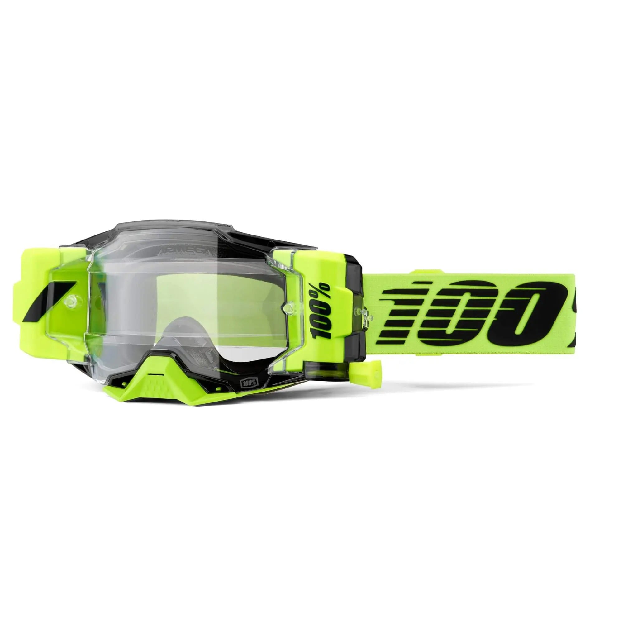 100% Armega Forecast Goggles Neon Yellow / Clear Lens - FREE UK Shipping, FREE 365 Day Returns | Moto Central