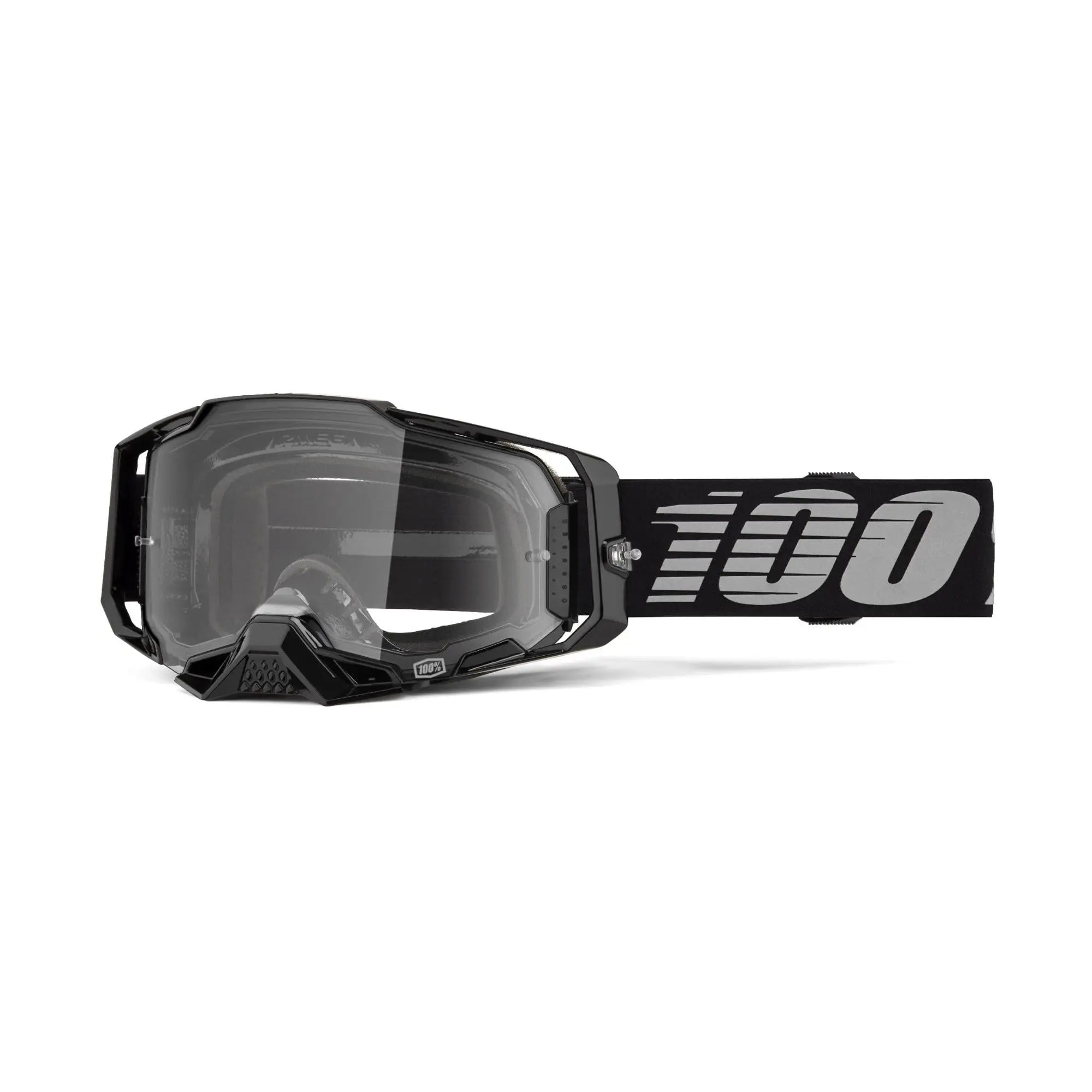 100% Armega Goggles Black / Clear Lens - FREE UK Shipping, FREE 365 Day Returns | Moto Central