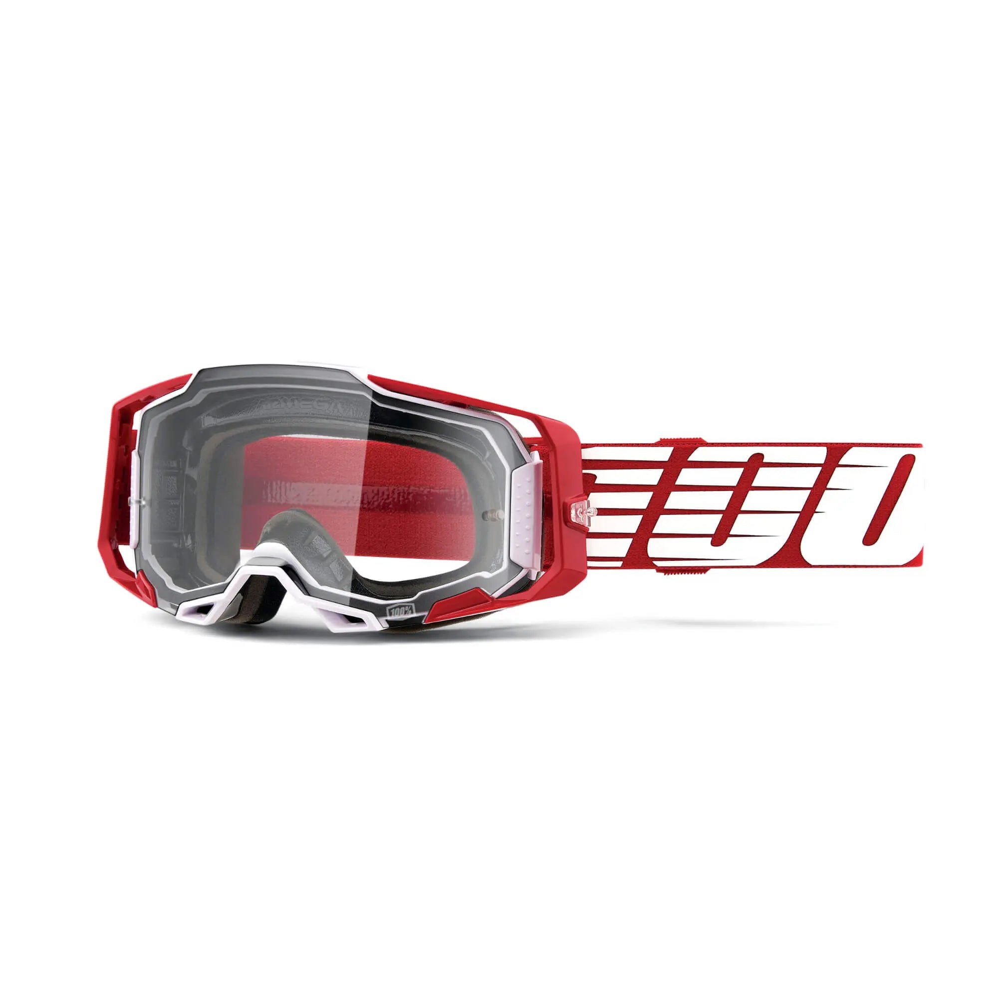 100% Armega Goggles Deep Red / Clear Lens - FREE UK Shipping, FREE 365 Day Returns | Moto Central