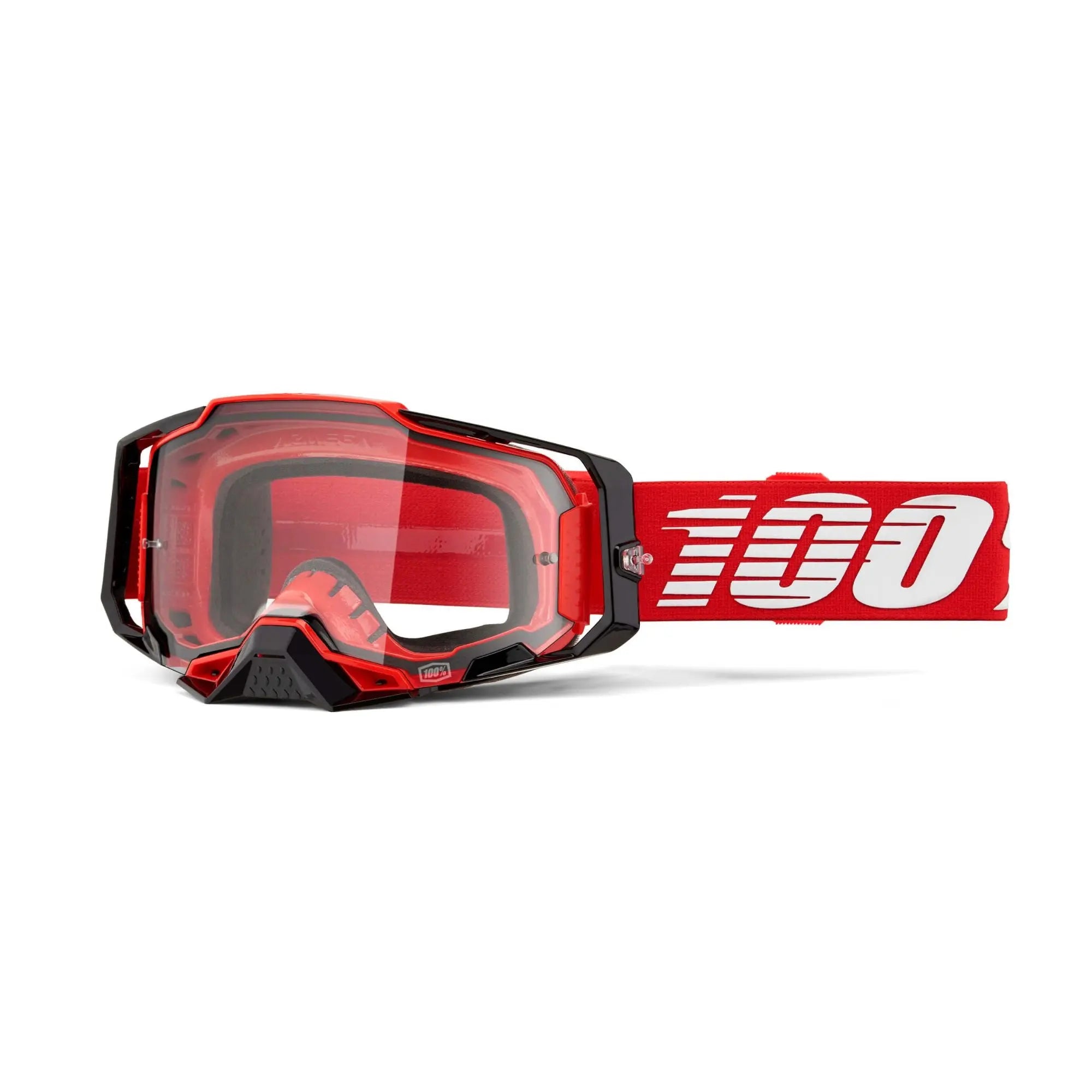 100% Armega Goggles Red / Clear Lens - FREE UK Shipping, FREE 365 Day Returns | Moto Central