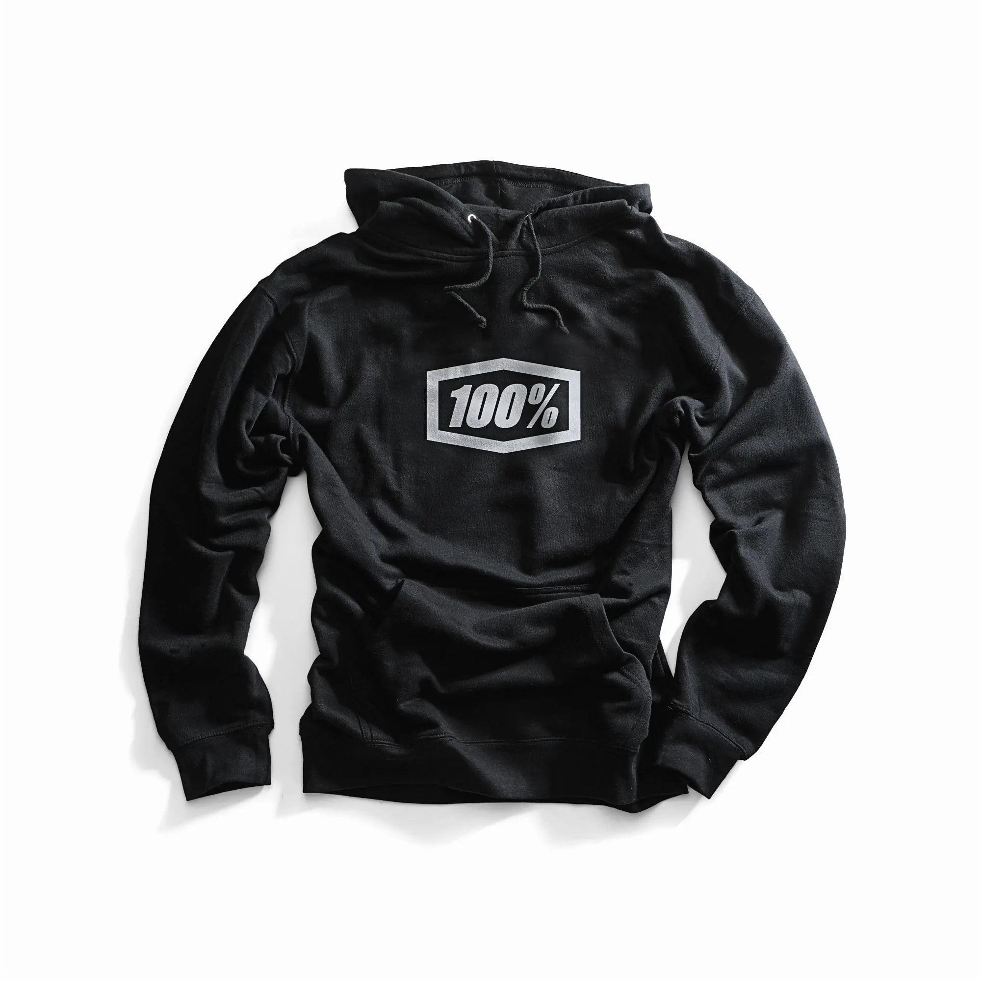 100% Essential Hooded Pullover Sweatshirt Black - FREE UK Shipping, FREE 365 Day Returns | Moto Central